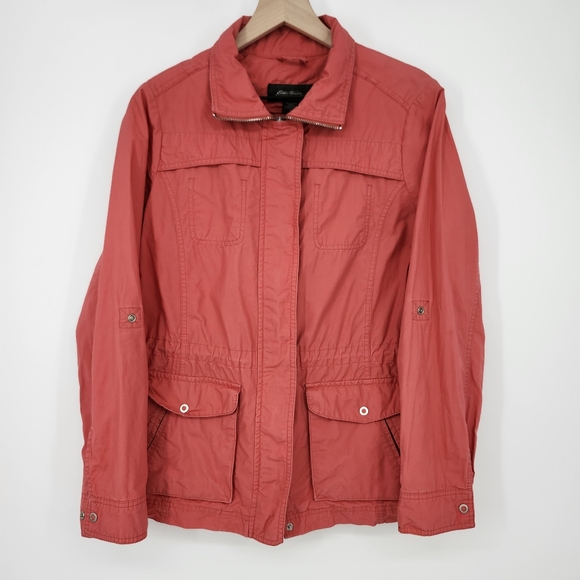 Eddie‎ Bauer Womens Full Zip Jacket Size M Coral Cotton Lightweight Outdoors - Picture 1 of 9